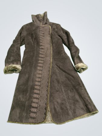 Brown Suede Fur Lined Long Coat