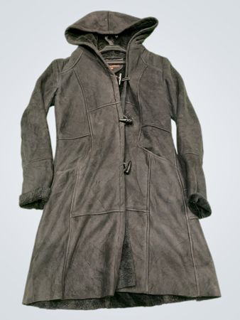 in Extenso LEATHER Hooded Coat with Toggle Closure