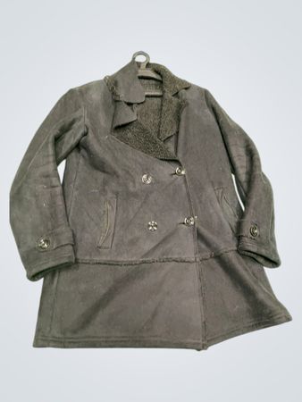 UTAMARO Black Double Breasted Jacket with Fur Collar