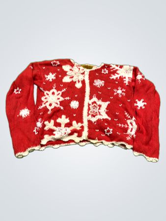 EVE TYLER Roter Schneeflocken-Strickpullover
