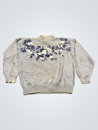 Eddie Bauer Blauer Floral Strickpullover