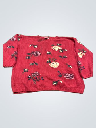 Eddie Bauer Roter Floral Strickpullover Petite XL/XG