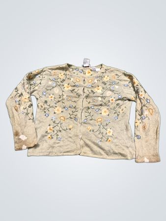 Talbots Petites Floral Embroidered Cardigan