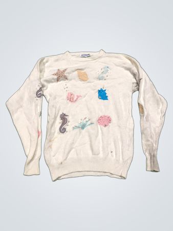 Sail Away Weißer Pullover mit maritimen Applikationen