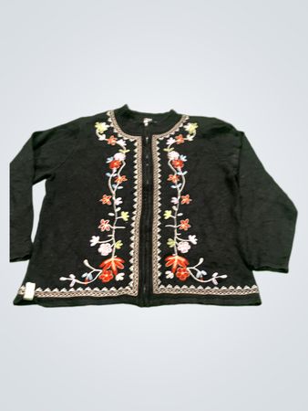 Dressbarn Bestickter Reißverschluss-Cardigan