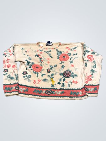 BEST MERRILL Floral Embroidered Sweater