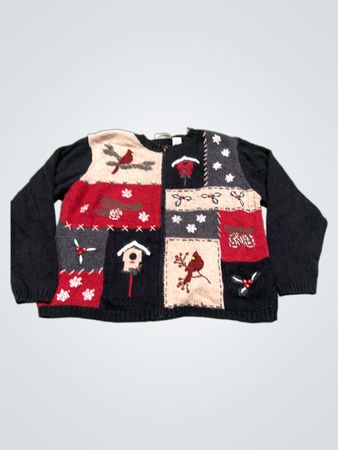 Croft & Barrow Damen Winter Scene Patchwork Pullover