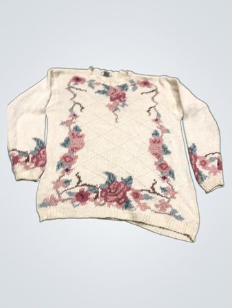 Chrysantheme gestrickter Pullover mit floralen Design
