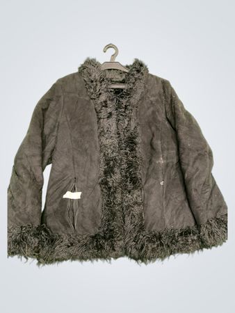 Black faux fur trimmed jacket