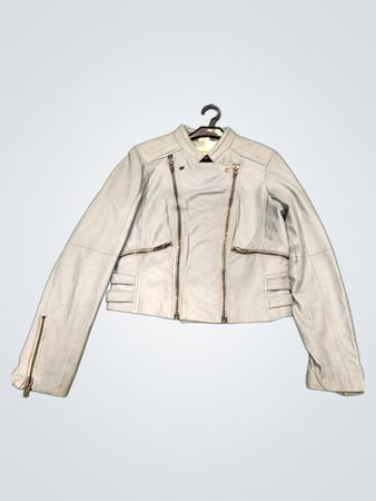 Hellblaue Lederjacke
