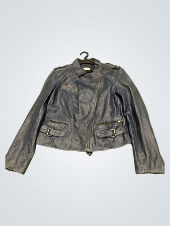 NAF NAF marineblaue Lederbikerjacke