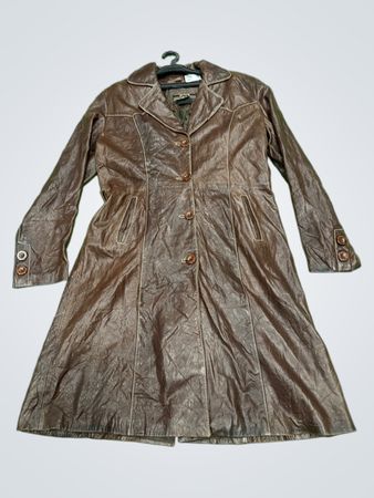 Monika Collection Leader Authentischer Brauner Leder Mantel