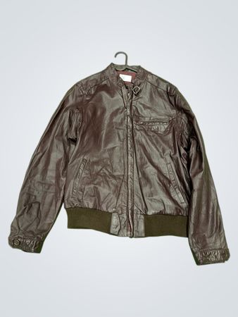 Braune Leder-Bomberjacke