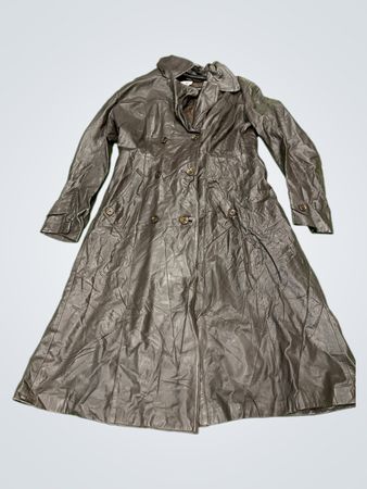 Brauner Leder-Trenchcoat