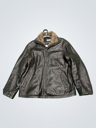 Vittoria Verani schwarze Lederjacke mit Pelzkragen