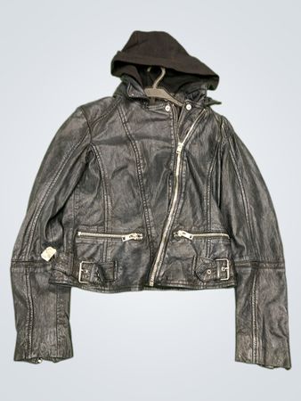 Gipsy 2.0 Schwarze Kapuzenlederjacke
