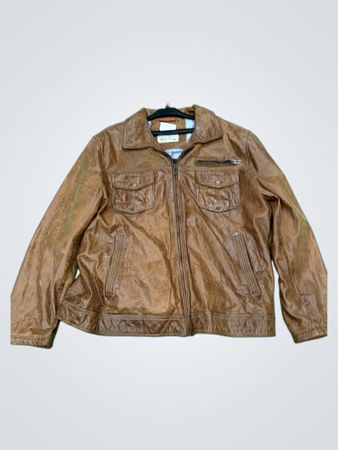 Angelo Litrico Authentische Vintage Original Klassische Kleidung Braune Lederjacke