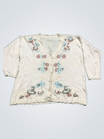 Weißer gestickter Cardigan