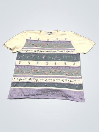 Alfred Dunner Gestreiftes Blumiges Strickoberteil