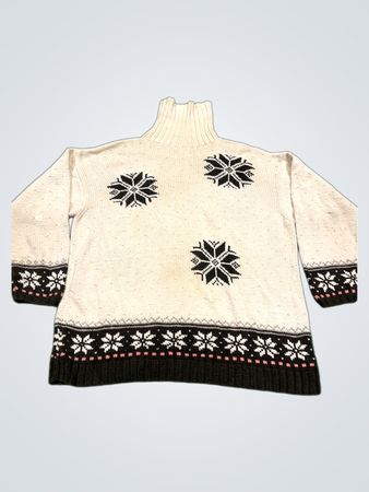 Elisabeth Liz Claiborne Inc Handgestrickter Schneeflockenpullover