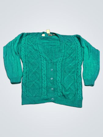 Honors Teal Cable Knit Button Cardigan