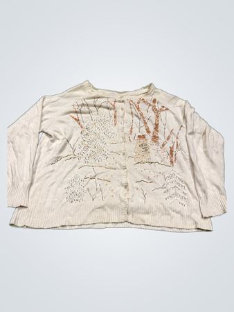 WISH FOR JOY Cream Sequin Winter Scene Cardigan