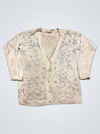 Jennifer Moore Beaded Cream Cardigan