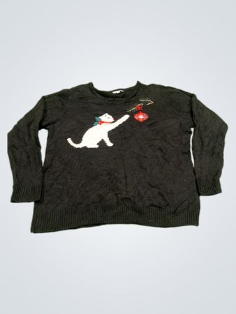 Croft & Barrow Schwarzer Weihnachtskatzenpullover