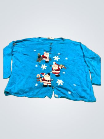 Tiara International Christmas Collection Damen Blau Santa Strickjacke