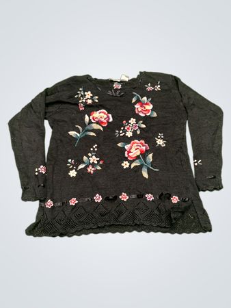 CAPACITY Damen Schwarzer Floral Bestickter Pullover