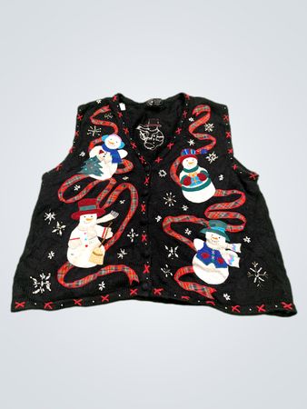 Schwarze Schneemann-Weihnachtsweste