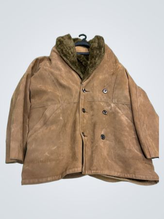 Braune Wildlederjacke mit Pelzkragen