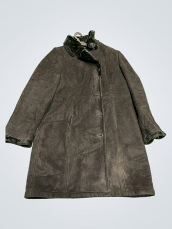 Safir Damen Schwarz Kunstfellgefütterter Mantel
