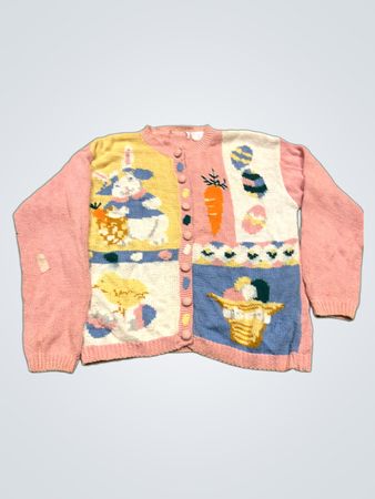 Rosa Ostern Pulli mit Hasen- und Karotten-Applikationen