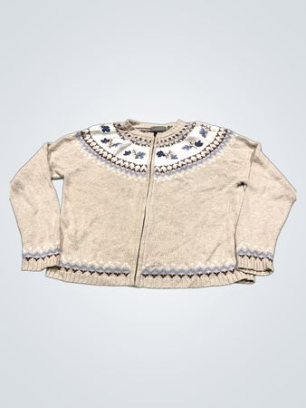 Croft & Barrow Damen Beiger Fair Isle Reißverschluss Vordercardigan Pullover