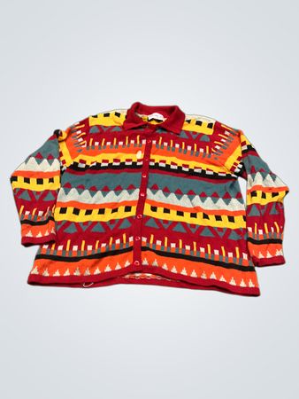 BEDFORD FAIR lifestyles Geometric Pattern Cardigan