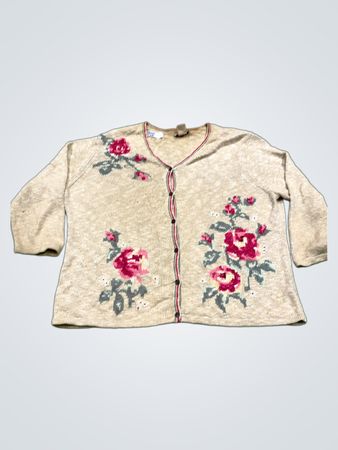 Reflections Beige Floral Cardigan