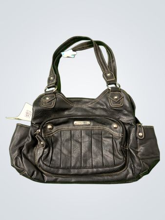 Schwarze Kunstleder-Handtasche