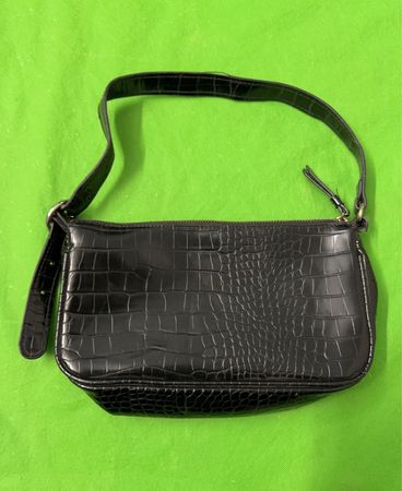 Schwarze Krokodil Prägung Schultertasche