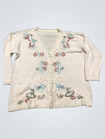 Weißer bestickter Cardigan