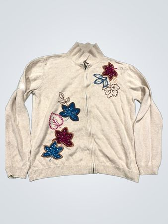 Alfred Dunner Zip-Up-Pullover mit Blätternapplikationen