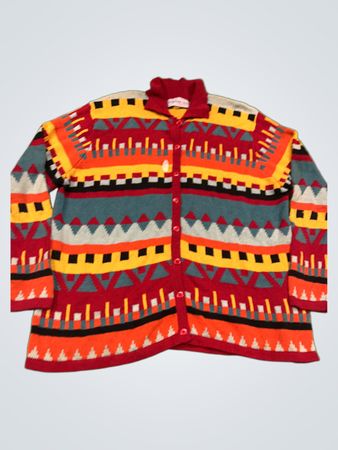 Bedford Fair Lifestyles Geometric Pattern Button Front Cardigan