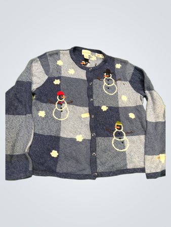 Breckenridge Women's Snowman Plaid Cardigan