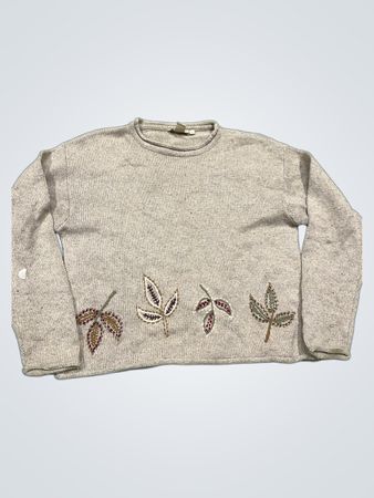 J. Jill Damen Strickpullover mit Blätterstickerei