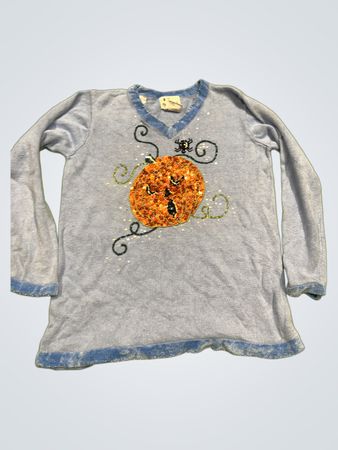 Der Quacker Factory Hellblaue Kürbis Pailletten Pullover