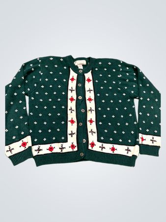 Petite Sophisticates Grünes Blumenmuster Knopfleiste Cardigan