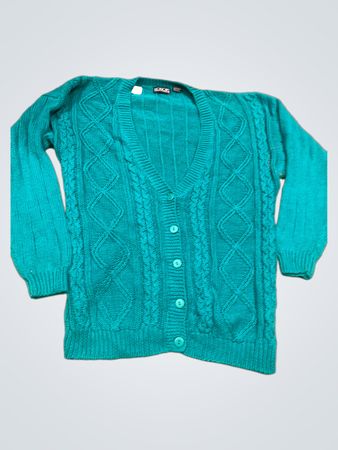 HONORS Teal Cable Knit Cardigan