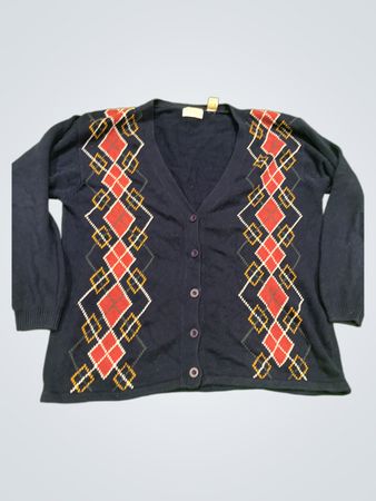 „Marineblauer Cardigan mit Rautenmuster“