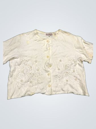 Bechamel Weiße Floral Verzierte Knopf-Down Bluse