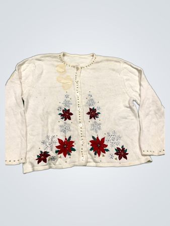 Weißer Pullover mit langen Ärmeln und Weihnachtsstern-Design